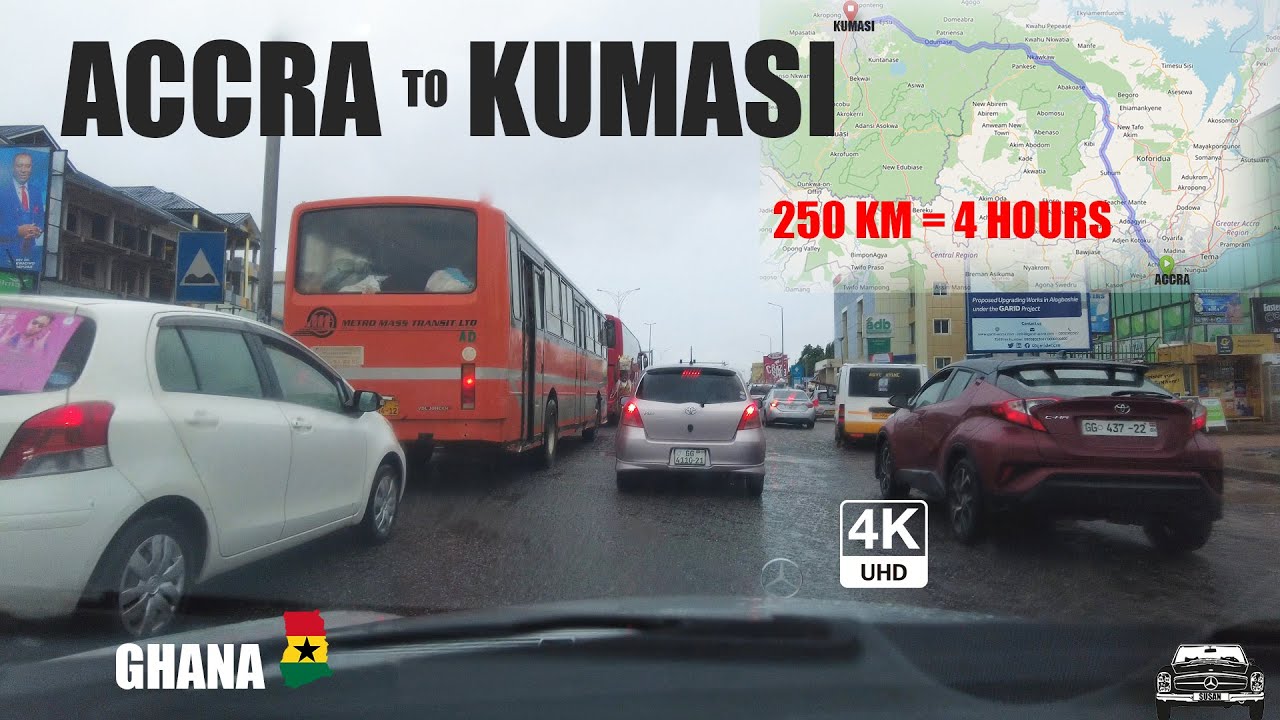 Accra To Kumasi Rain Travel by Road in Ghana 4K