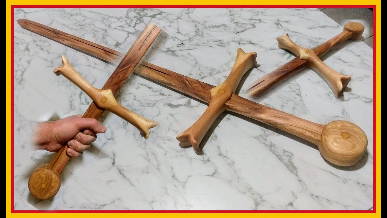 como hacer una espada de madera estilo medieval tallada a mano ⚔🗡