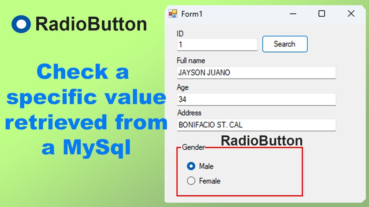How To check (or select) a specific RadioButton in VB.NET based on a value retrieved from a MySQL