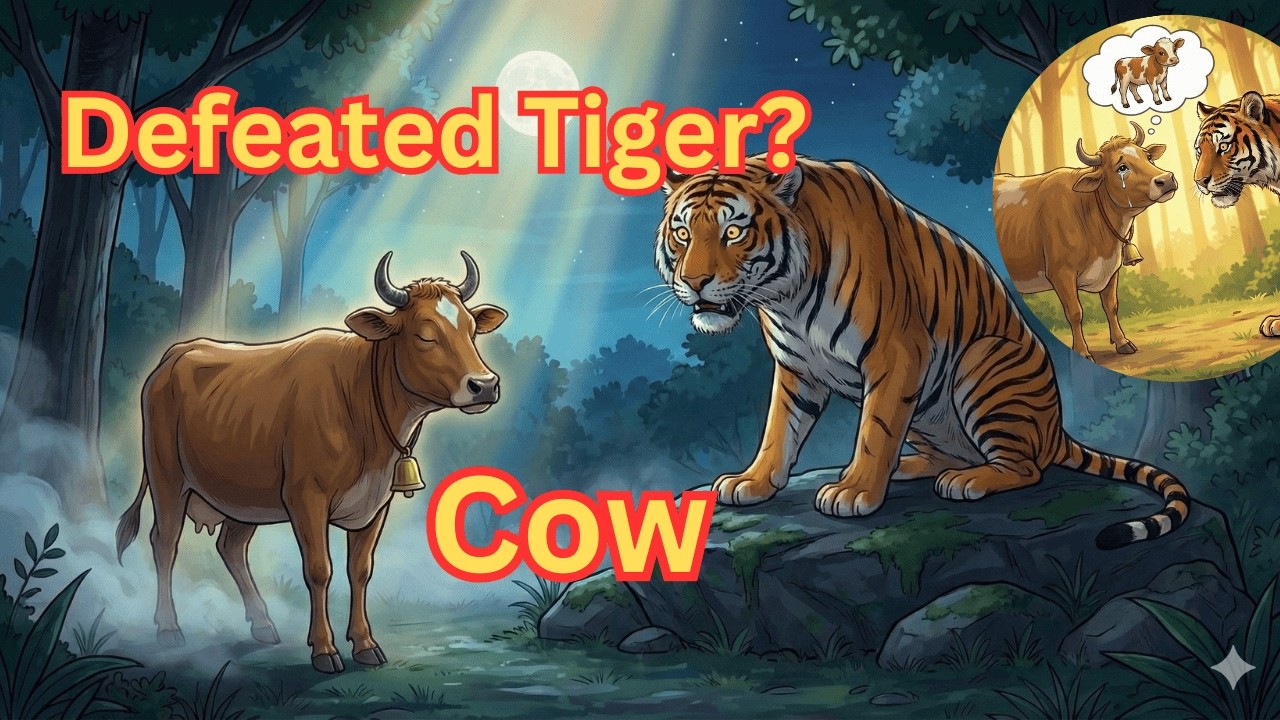 The Cow Who Defeated the Tiger Without Fighting! (Punyakoti)| Moral Story | @EnglishWordyTales1