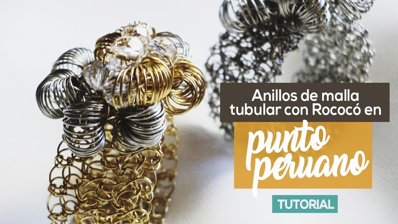 Anillos De Malla Tubular Con Rococo En Punto Peruano 👍