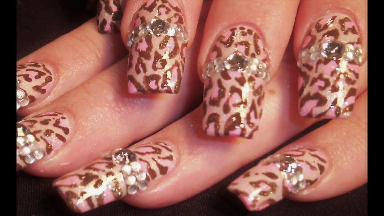 Leopard Nails with Diamonds | DIY Diva Nail Art Design Tutorial