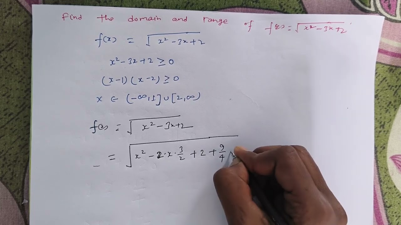 How to find domain and range of quadratic under root.