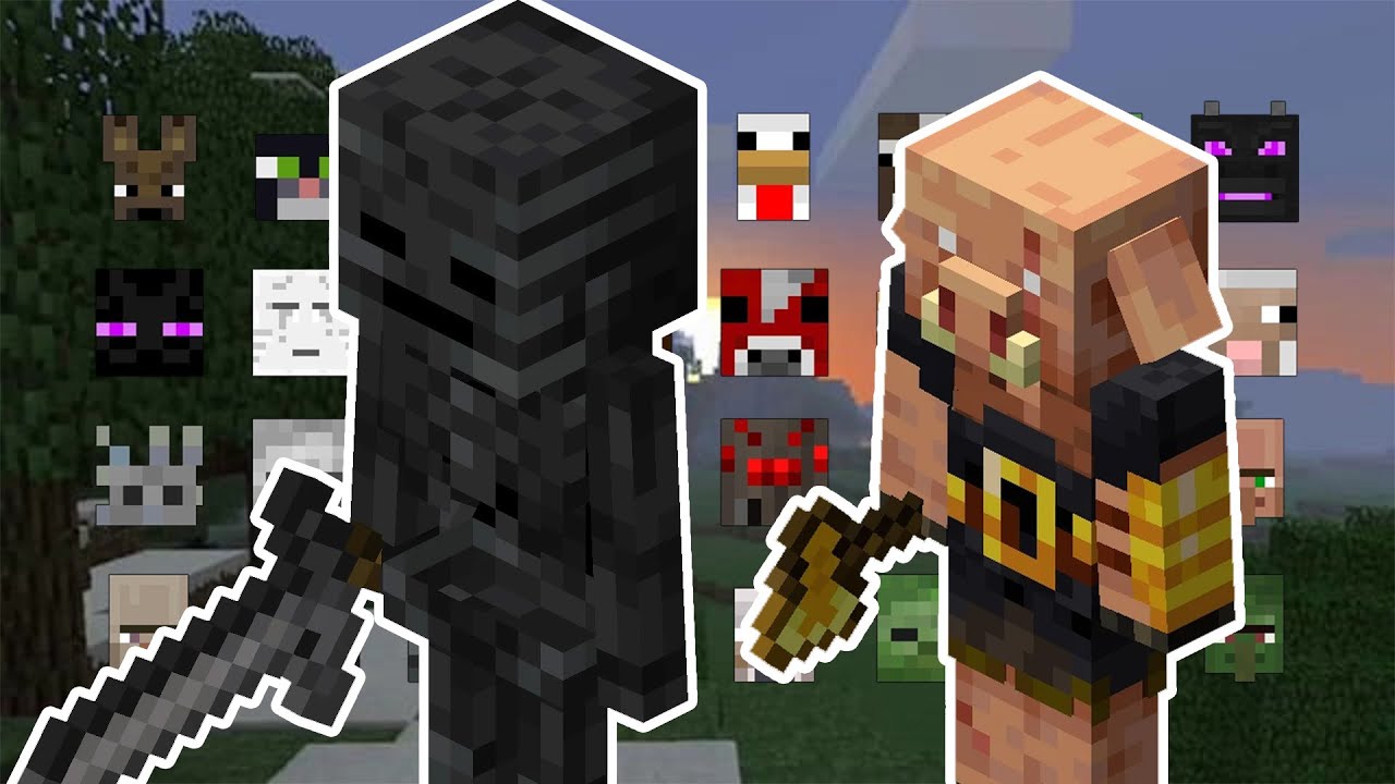 WITHER SKELETON AND PIGLIN BRUTE VS 2 OF EVERY MOB | MINECRAFT
