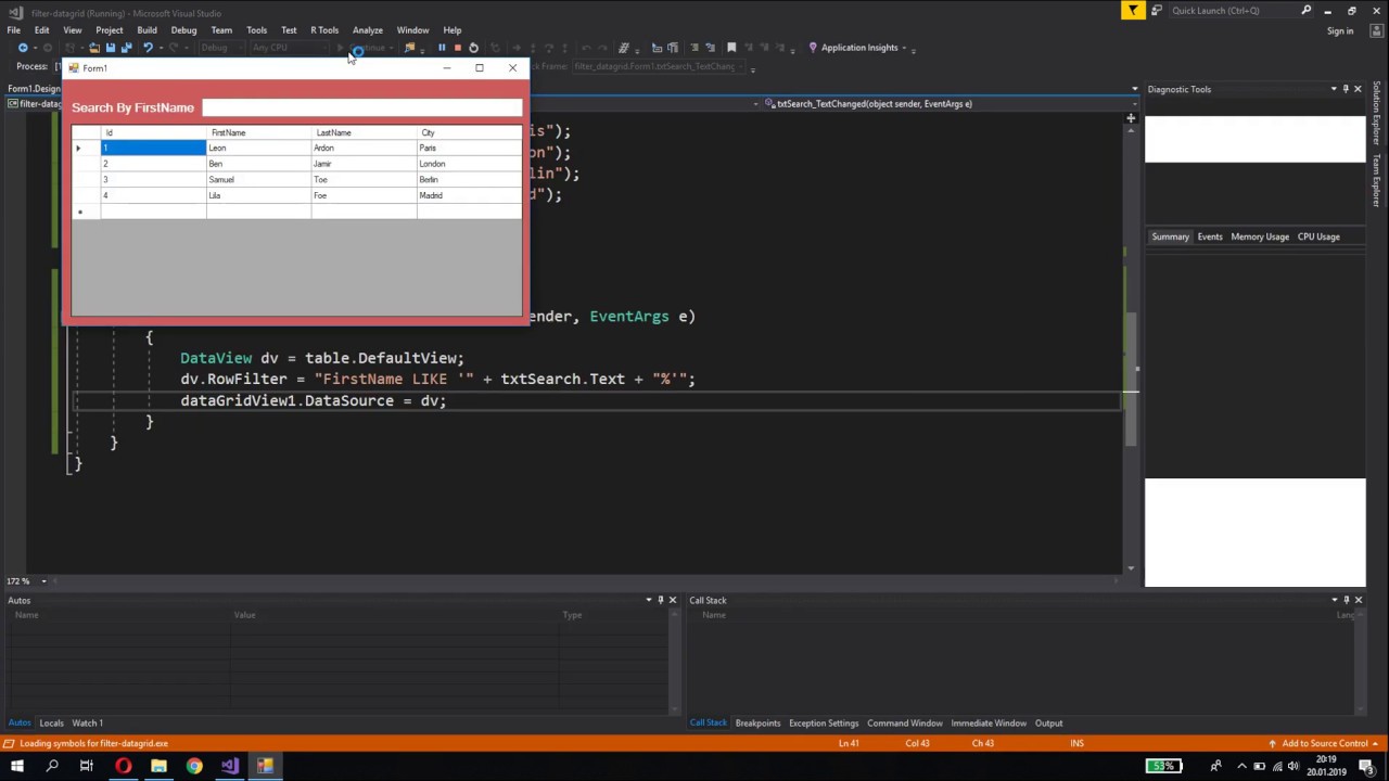Filter DataGridview Rows Using TextBox in C#