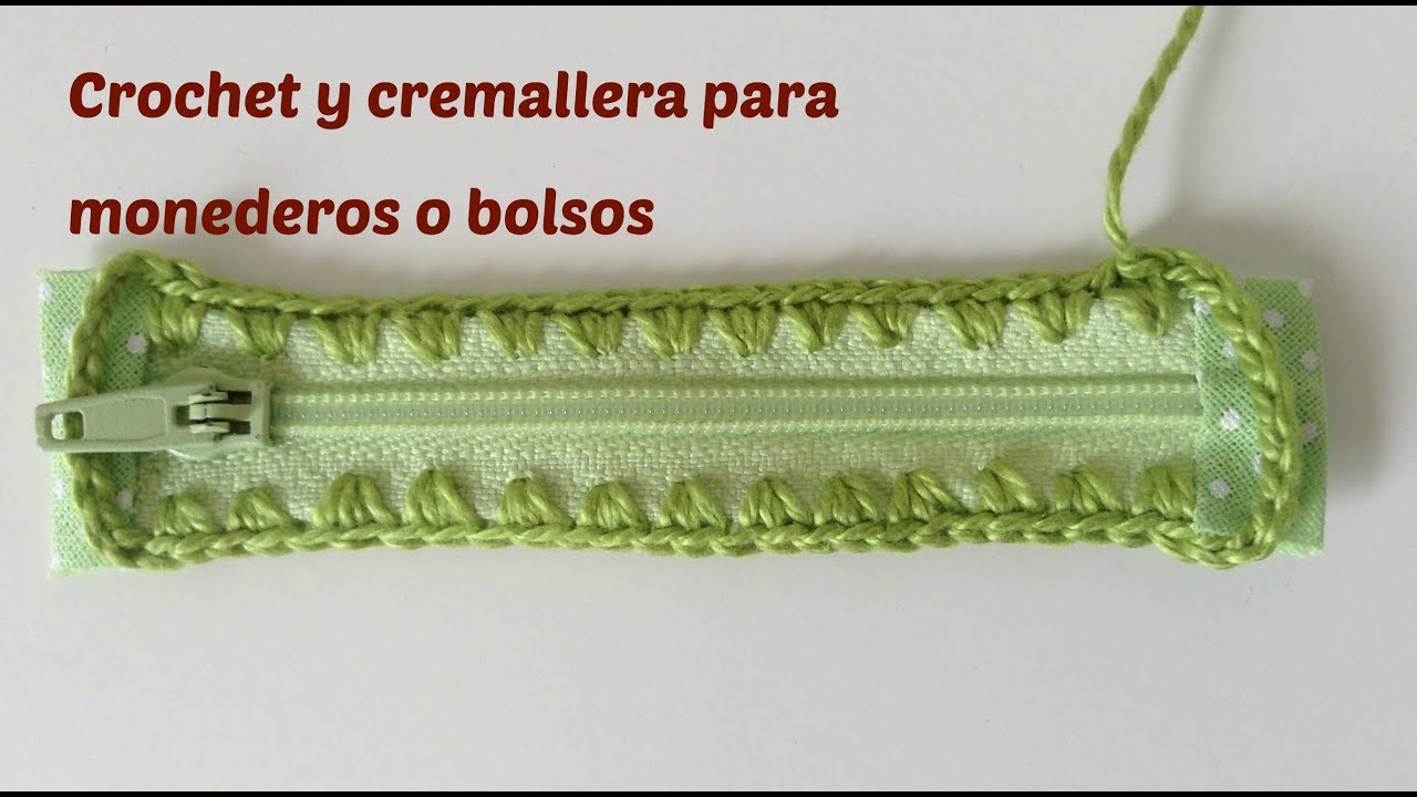 Crochet sobre cremallera, para monedero a crochet