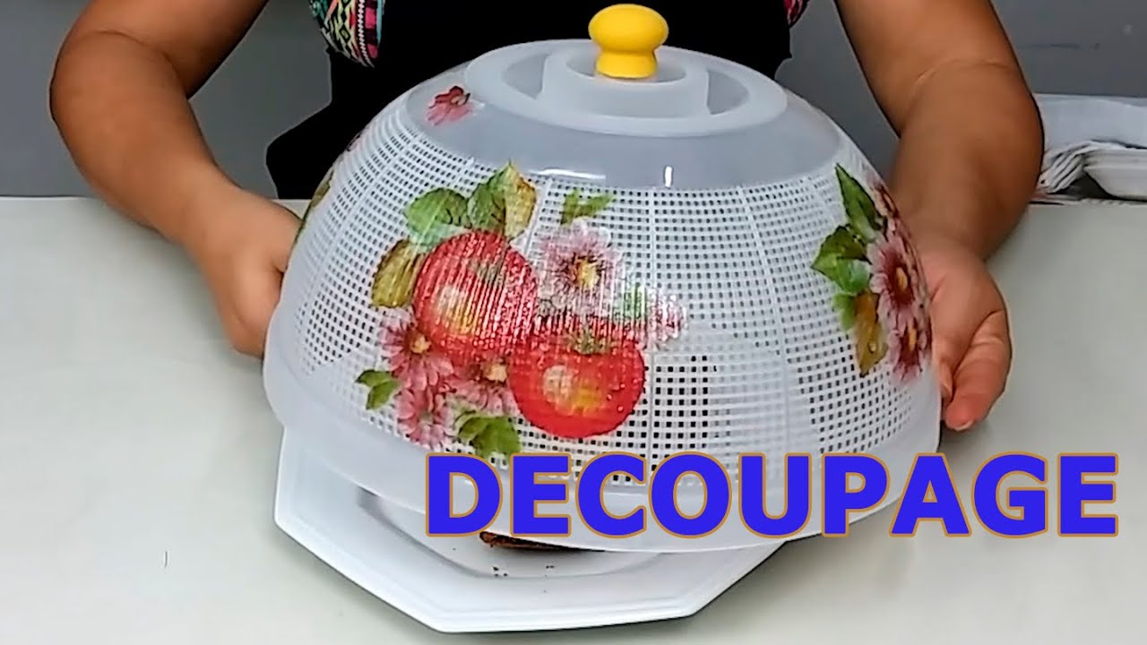 Decoupage com guardanapo no abafador de plástico