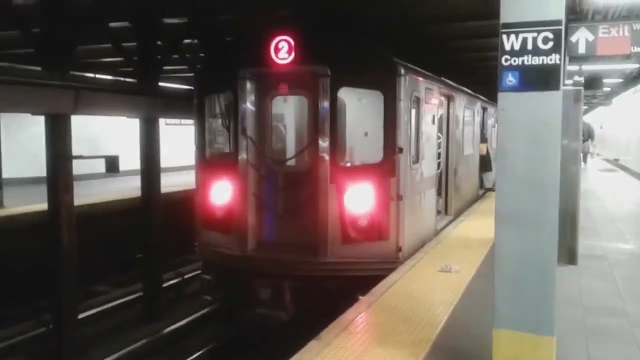 IRT Broadway-7th Avenue Line: 1 and 2 Trains at World Trade Center (R62A, R142)