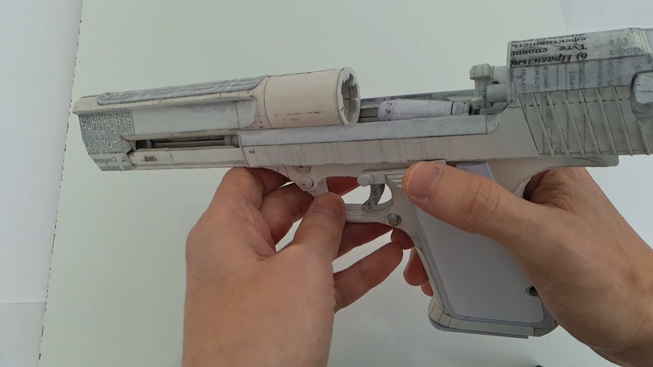Paper Desert Eagle Grips, Recoil Spring Assembly, Gas Piston,  Slide Catch