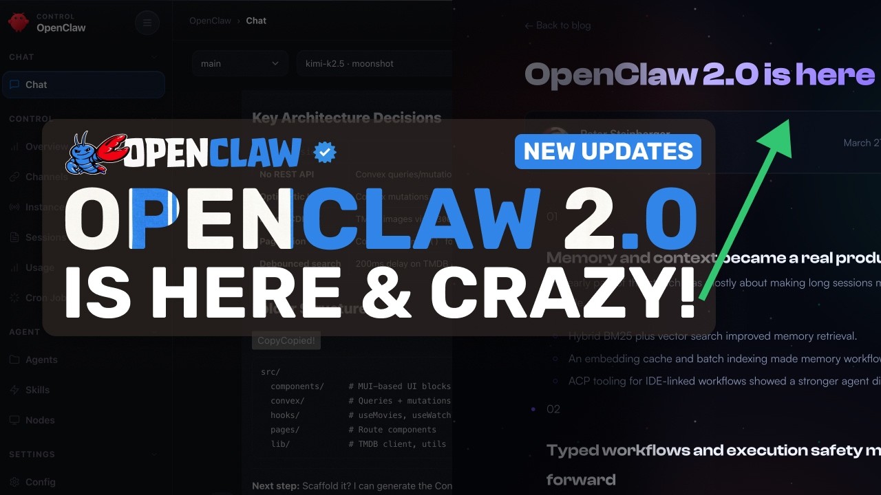 OpenClaw 2.0 (подробное объяснение всех новых обновлений): Эти НОВЫЕ ОБНОВЛЕНИЯ OpenClaw &mdash; это пр...