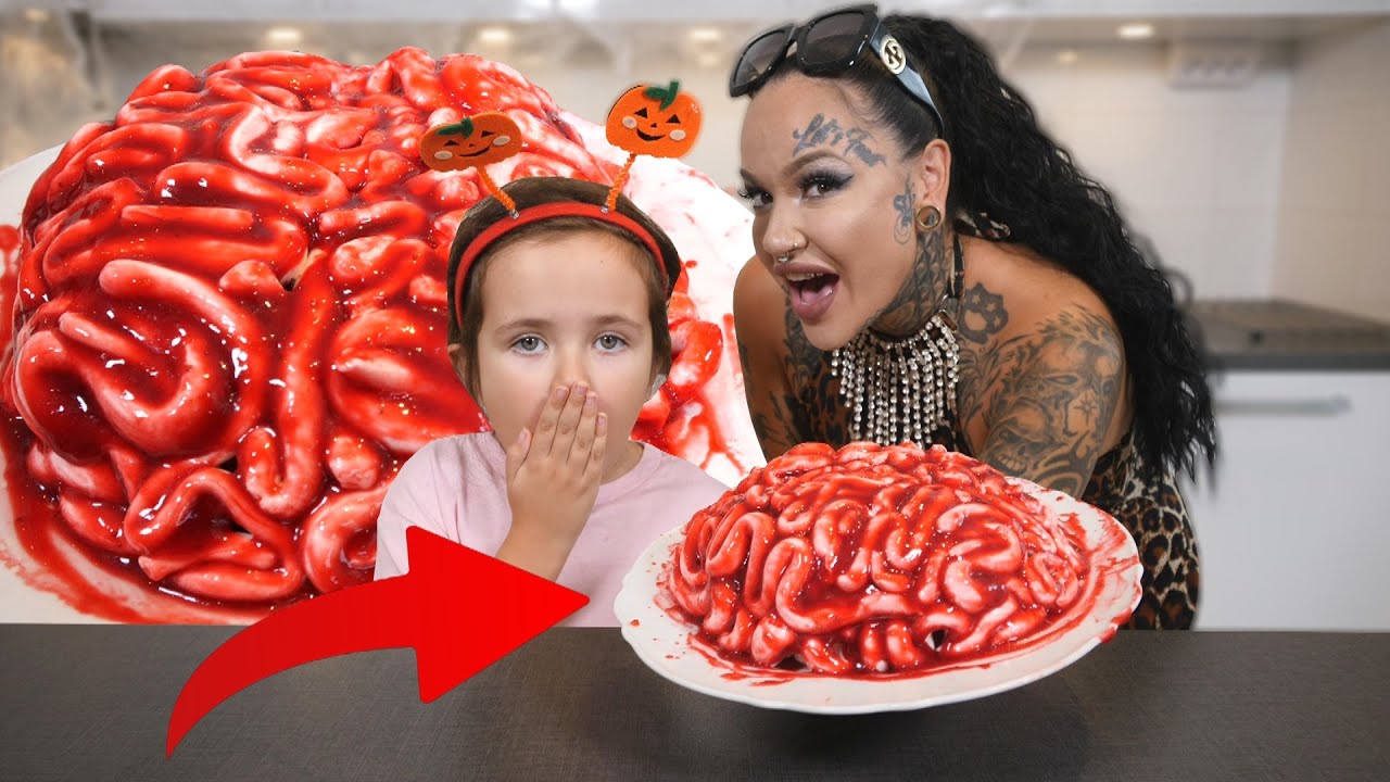Bakar Läskig Hjärn Tårta - Halloween Bakning