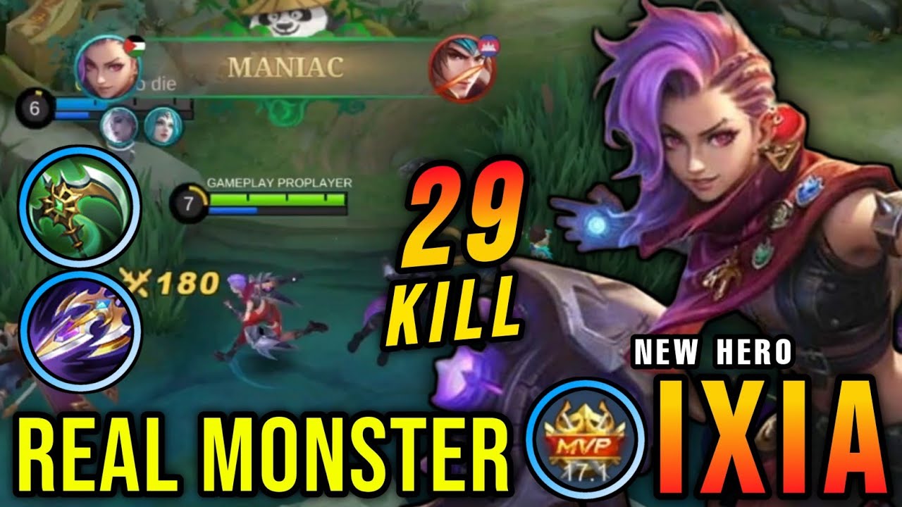 29 Kills + MANIAC!! Ixia MLBB New Hero Real Monster Marksman!! - New Hero Tryout ~ MLBB