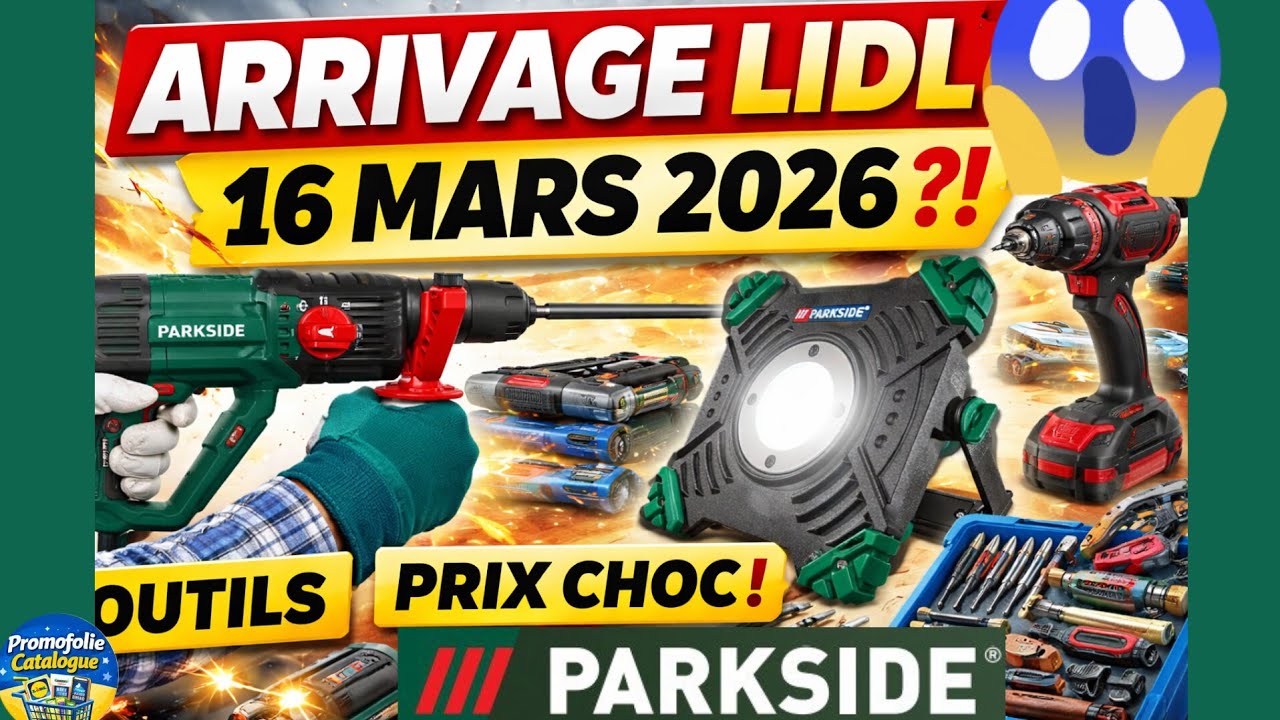 🔥 ARRIVAGE PARKSIDE 16 MARS 2026 | Perforateur 1050W & Projecteur 4000 lm à PRIX CHOC !