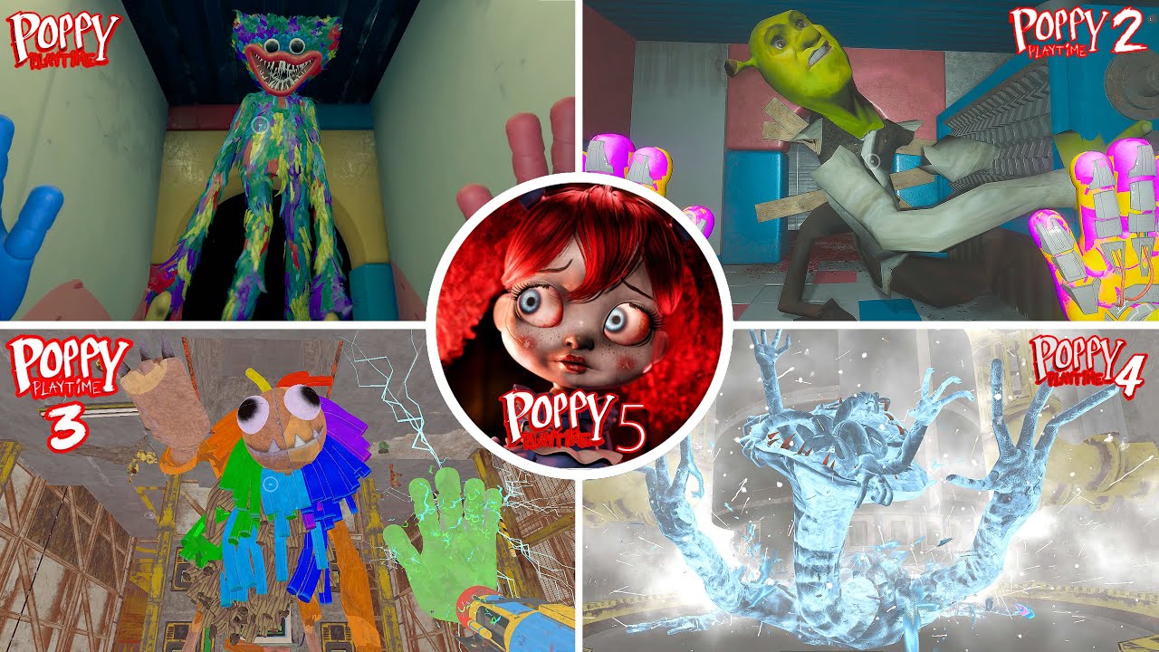 Poppy Playtime: Chapters 1, 2, 3, 4, 5 - All BOSSES and ENDINGS in BRIGHT Mode & Jumpscares #13
