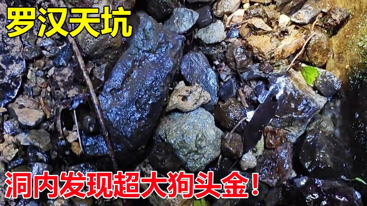 探索罗汉天坑，山洞里发现狗头金，探险队进入天坑裂缝#探险中国帅帅