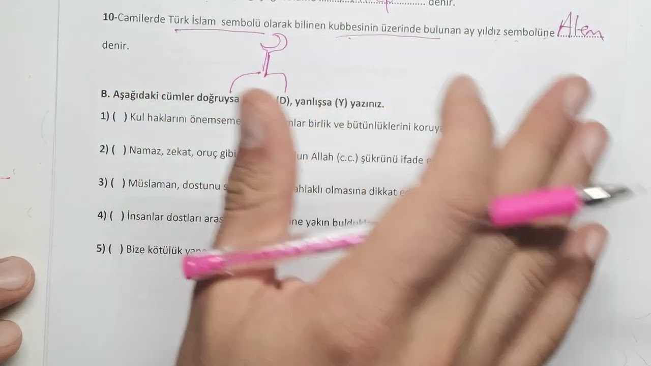 7.Sınıf Temel Dini Bilgiler 2.Dönem 2.Yazılı Soruları ve Çözümü Yeni