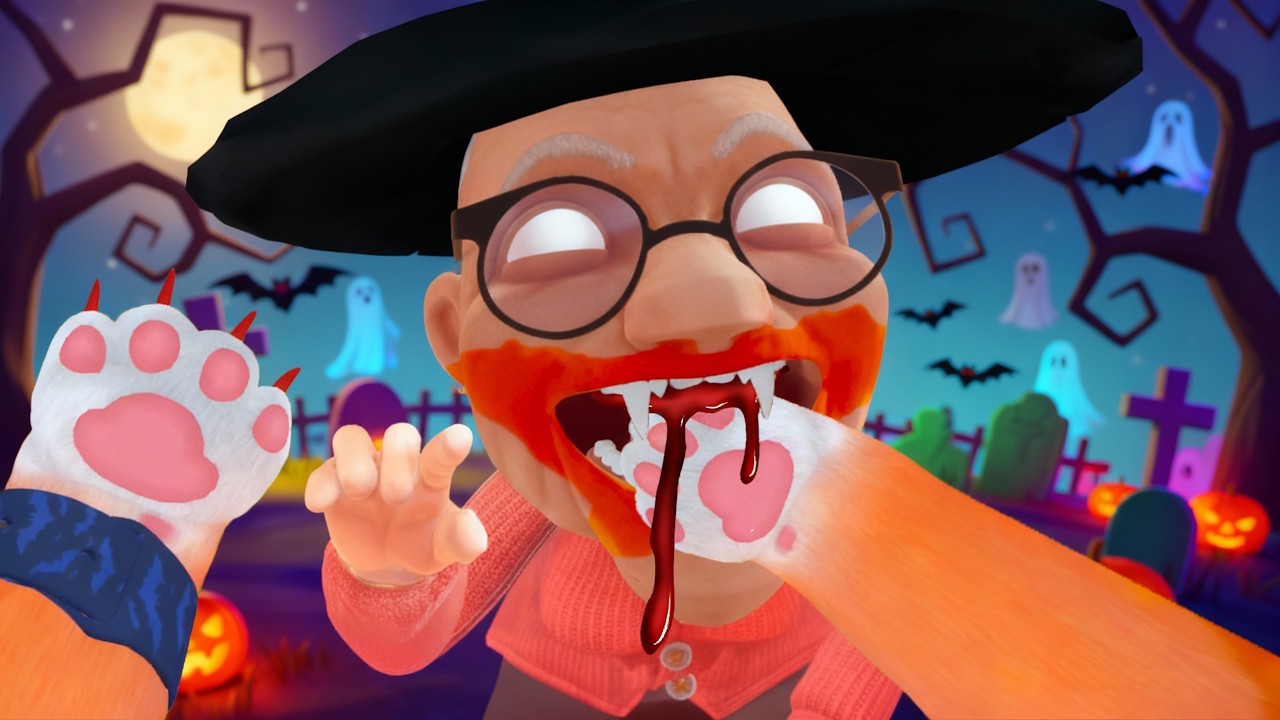 [Кошка VR] Бабушка-Дьявол VS Гениальный Кот - I Am Cat VR (Halloween Update)