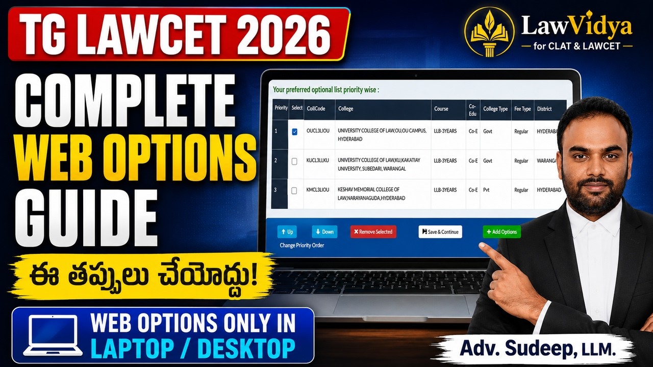 TG LAWCET 2026 Counselling - Web Options