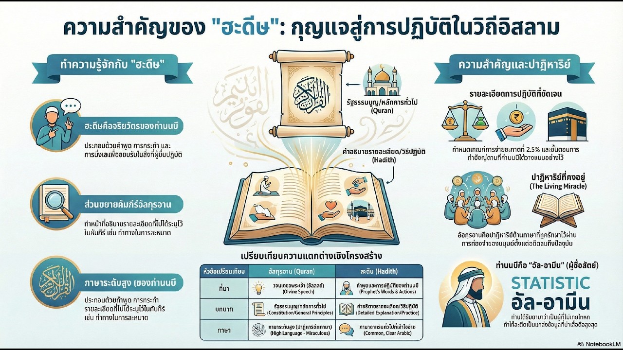 ความสำคัญของฮะดิสและบทบาทของท่านนบีมูฮัมมัดในการอธิบายคัมภีร์กุรอาน | เรียนรู้ฮะดิษ EP.58