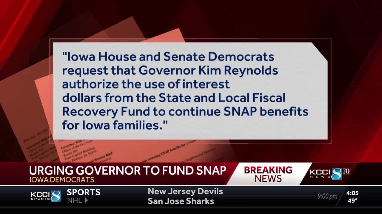 Iowa Democrats urge governor to use state funds for SNAP benefits