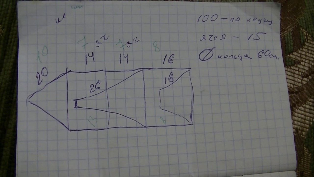 Размеры посадки вентеря (фитиля) ячея 15, 30