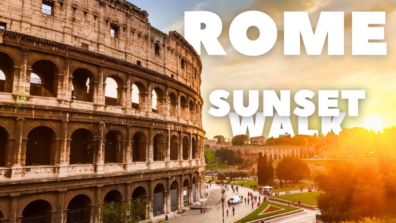 SUNSET Walking Tour in ROME, Italy | 4K, 60fps
