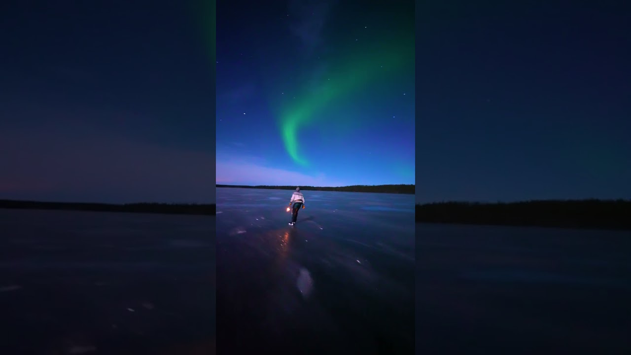 Ice skating over the diamonds under the northern lights💎✨ #finland #lapland #northernlights #aurora