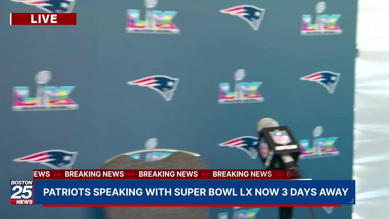 WATCH LIVE: Patriots speaking with Super Bowl LX now 3 days away.