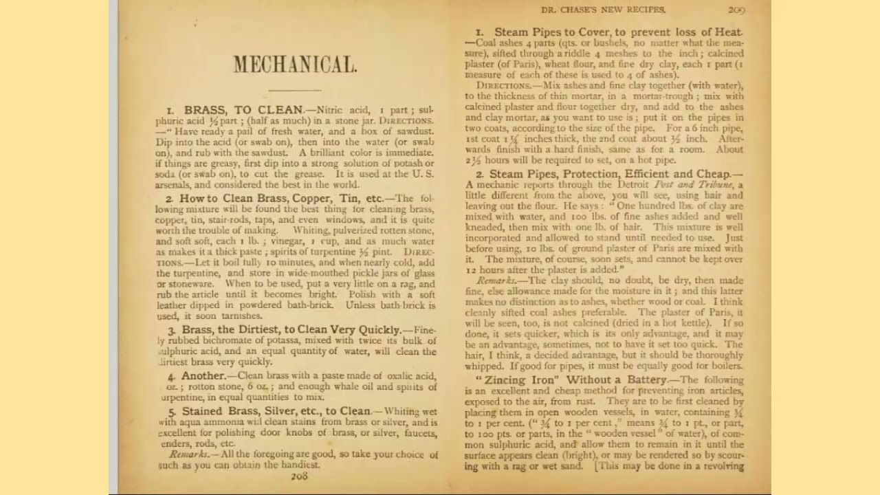 Dr. Chase New Receipt Book, 1889 - Page By Page For Reading - Recipes For Horses & Humans