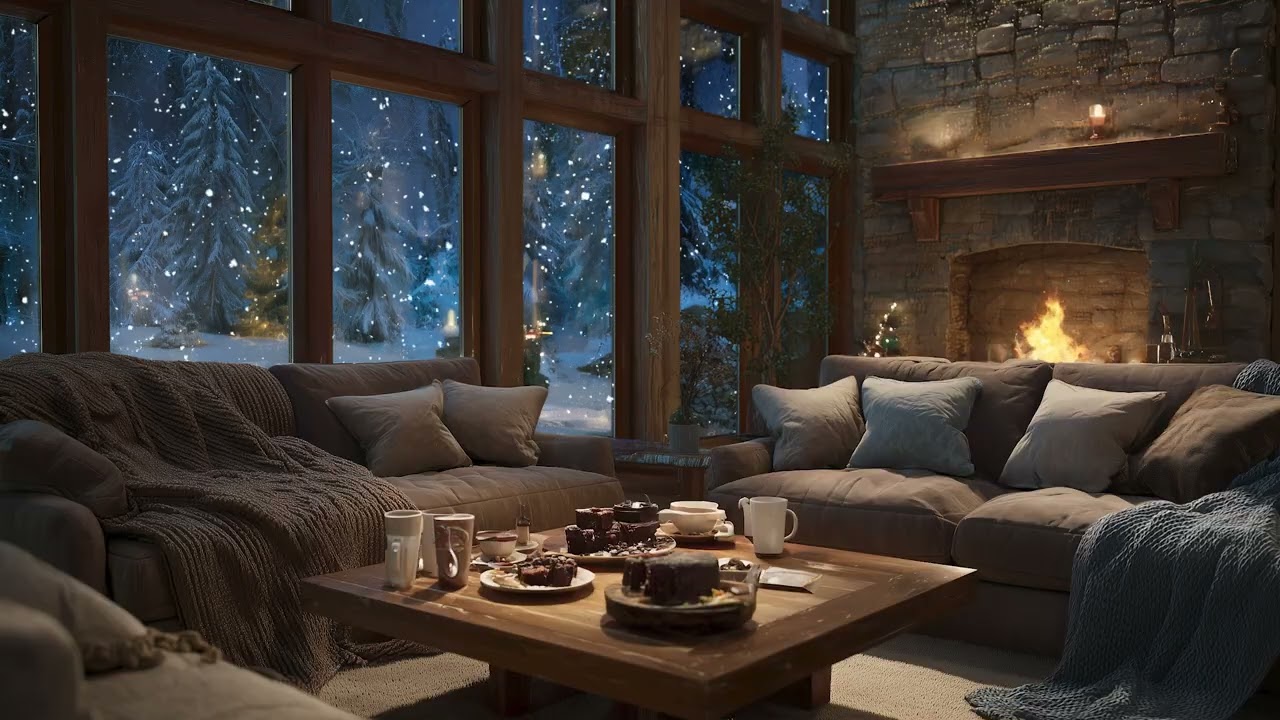Peaceful Jazz Piano Music for Relaxing | Snowfall Night Ambience for Sleep & Stress Relief
