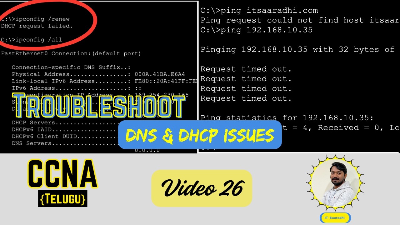 CCNA TELUGU: Troubleshooting Real-world network connectivity issues!
