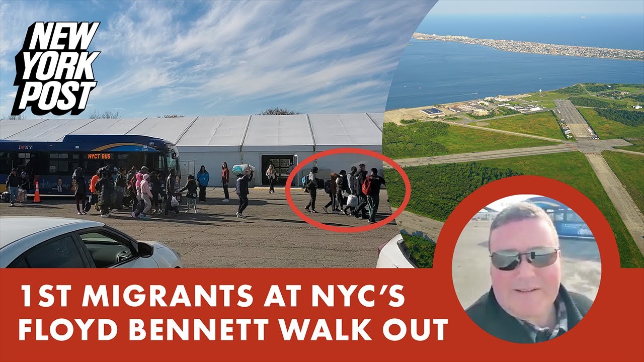 First migrants arrive at NYC’s Floyd Bennett Field leave isolated site after just one look-around