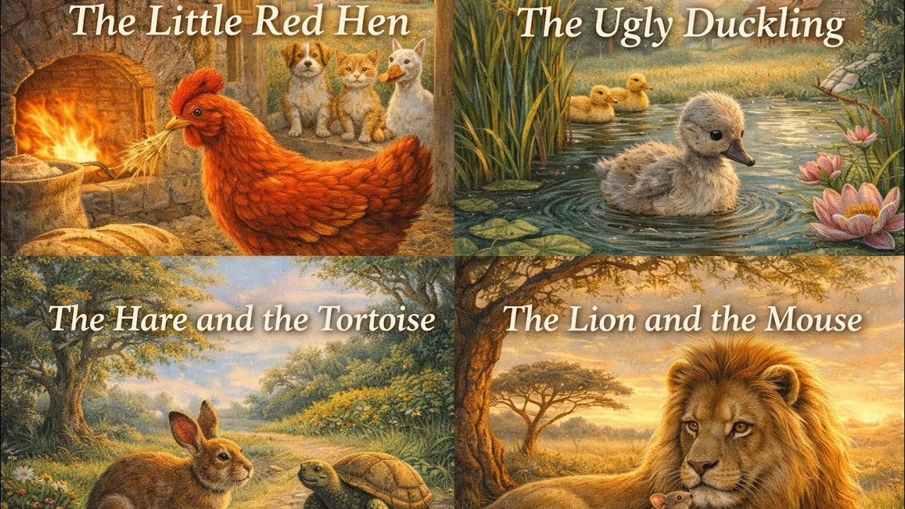 4 Cozy Bedtime Stories for Kids 🌙  Little Red Hen, Ugly Duckling & More  💛 Your Grammy Too