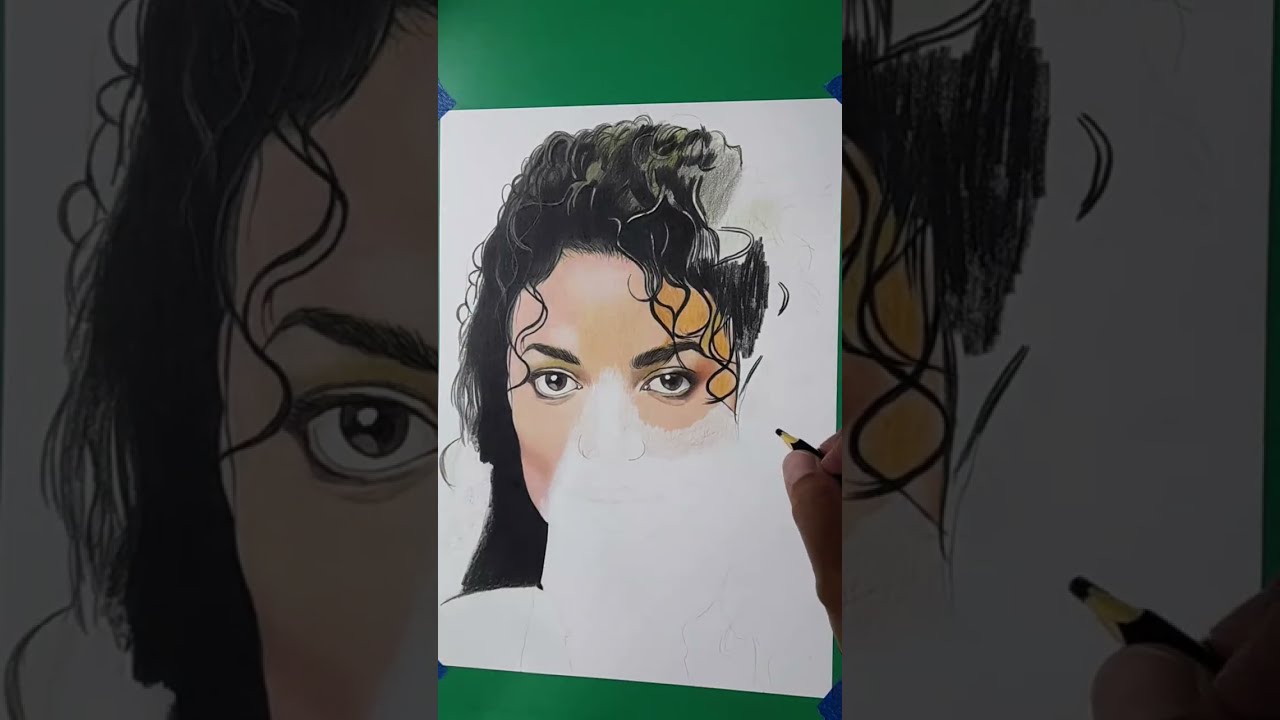 MICHAEL JACKSON PINTURA COM LÁPIS DE COR ESCOLAR