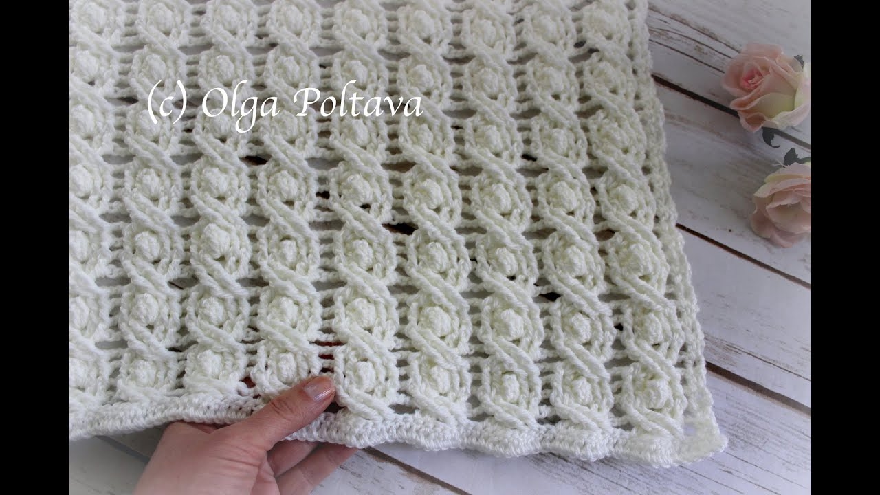 How to Crochet Lacy Textured Shawl, Lacy Cables and Popcorns Crochet Shawl Video Tutorial