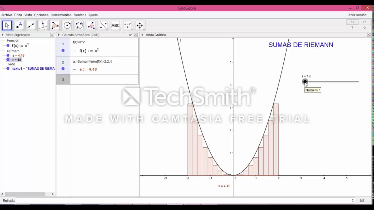 Sumas de Riemann con Geogebra
