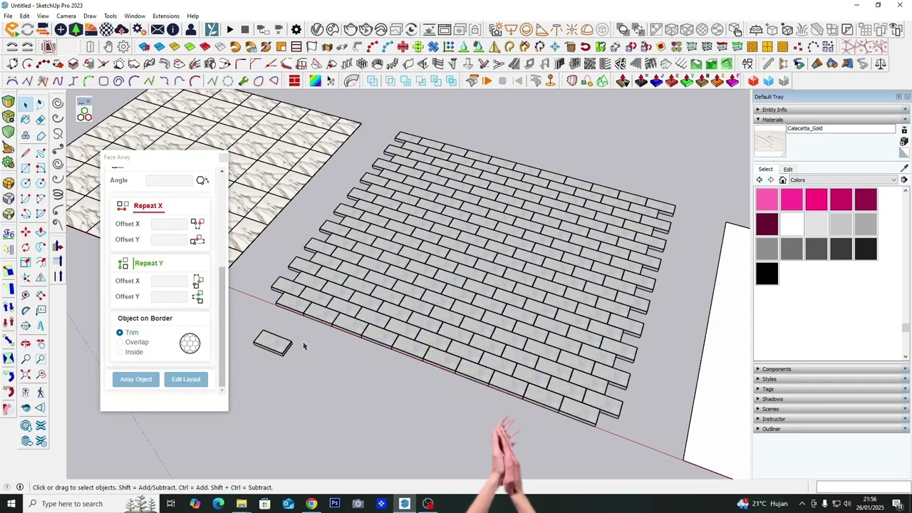 TUTORIAL Plugin Curic Face Array SKETCHUP 2023, Lantai kermik dan Paving block
