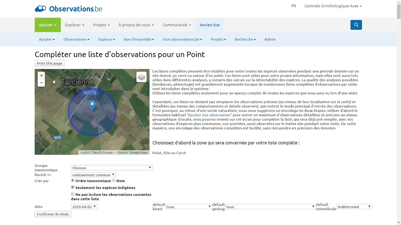 2 Suivi permanent de l'avifaune : liste complète sur observations.be