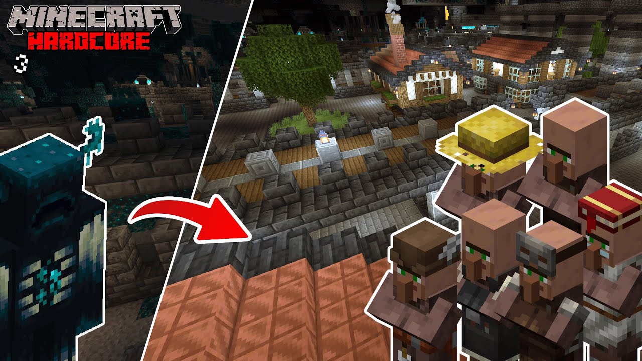 Hice un Trading Hall en una Ancient City en Minecraft Hardcore Bajo Tierra