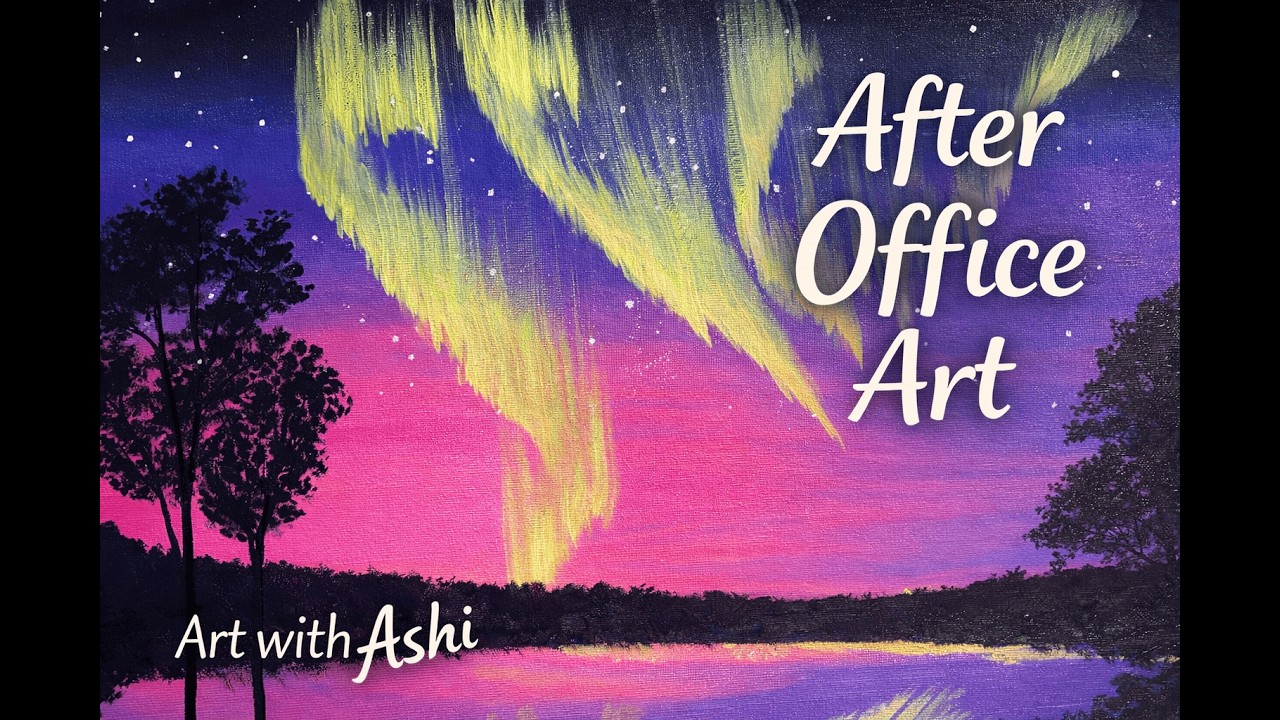 Painting After 12 Hours Office Job | Relaxing Acrylic Painting | Aurora Acrylic Art| Art with Ashi