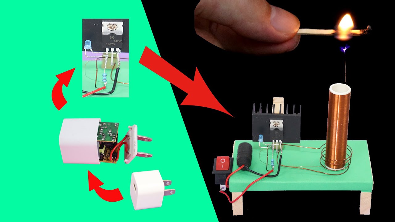 Зарядное устройство для мобильного телефона DIY спрей-дуга катушки Тесла, температура до 2000 ℃! ! !