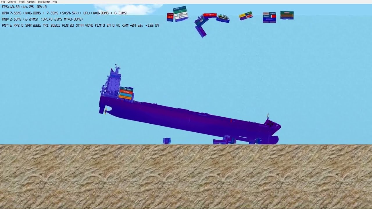 Cargo ship sinking in Floating Sandbox