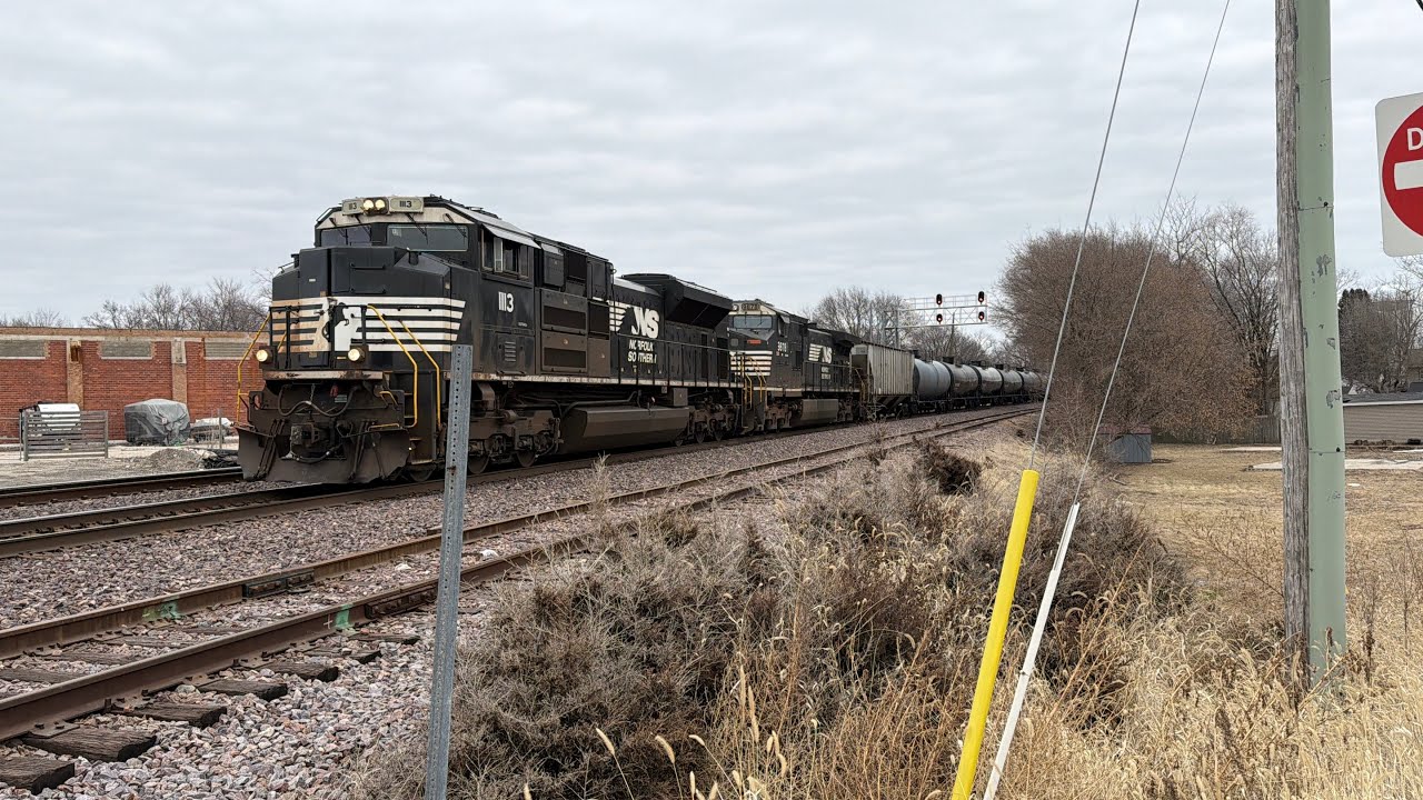 NS SD70ACe And NS Dash 9 Lead A WB UP Crude Oil Train In Rochelle, IL On February 8, 2026