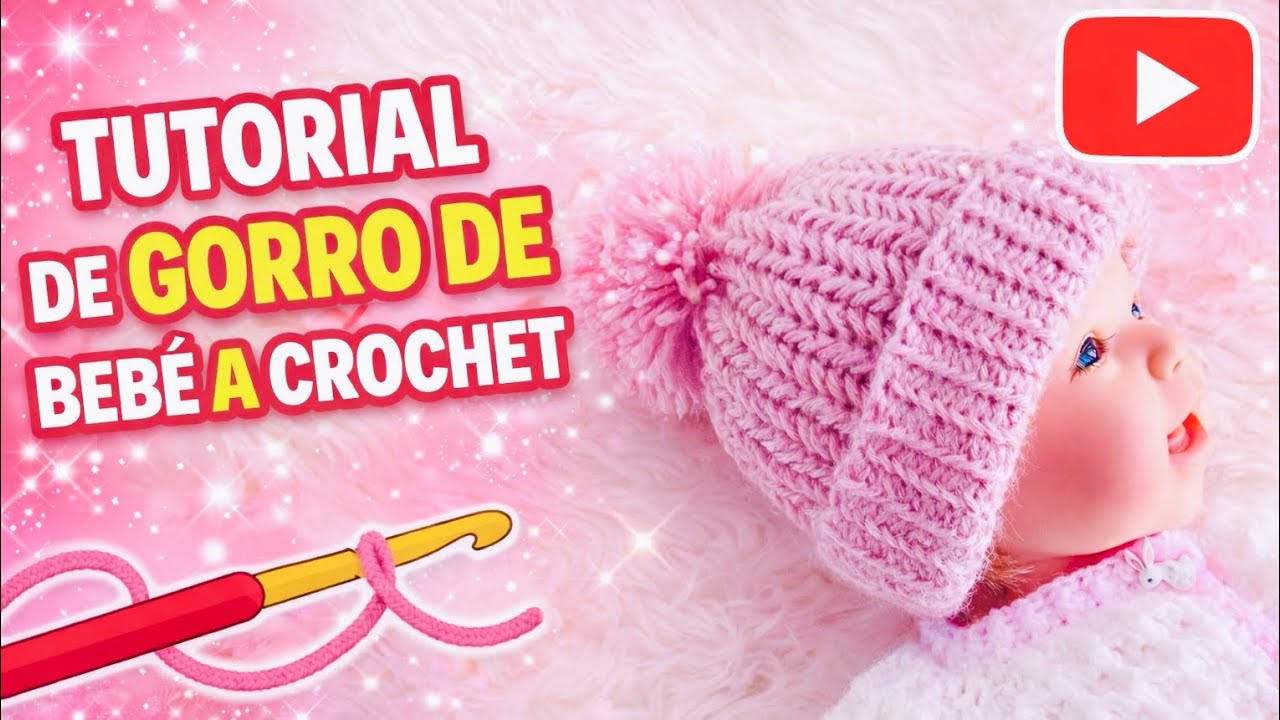 Como Tejer Gorro para Bebé Recien Nacidos en Punto Fantasia con Medidas para todas las tallas