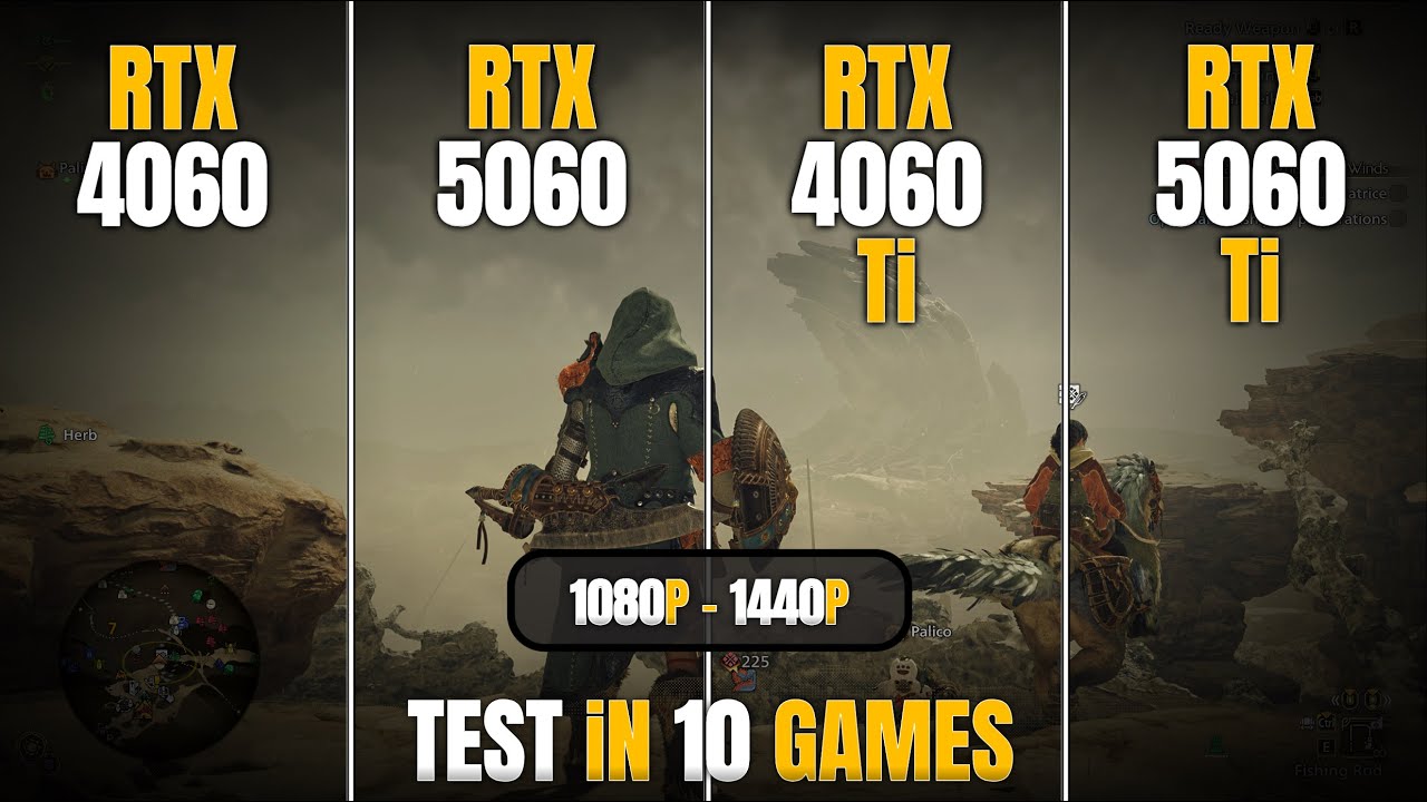 RTX 4060 vs RTX 5060 vs RTX 4060 Ti vs RTX 5060 Ti | Test in 10 Games (1080p & 1440p)