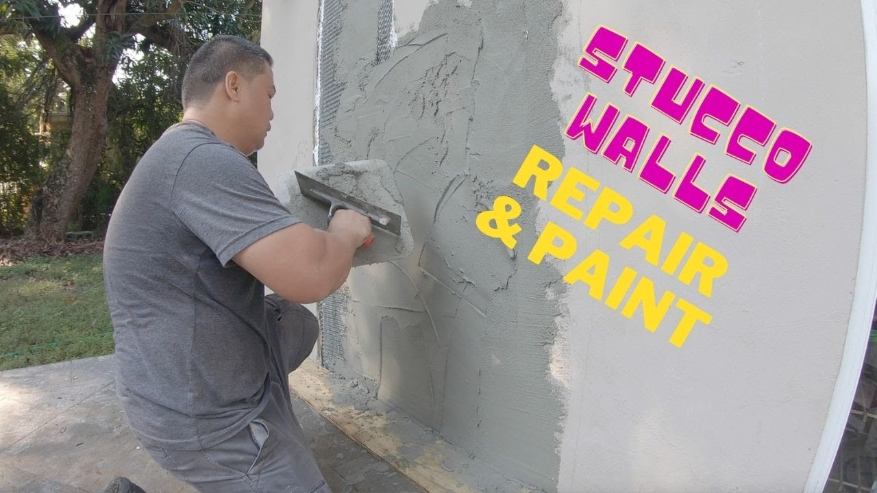 如何修复水泥墙 /How to Repair  Stucco Walls /DIY REPAIR & PAINT【MINGCHUNG李銘仲】