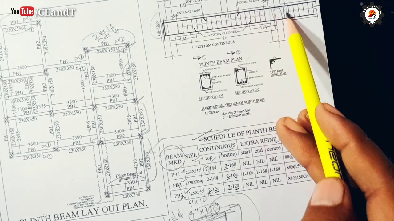 How To Study Plinth Beam Drawing At Site | How To Provide Steel Bar in Plinth Beam