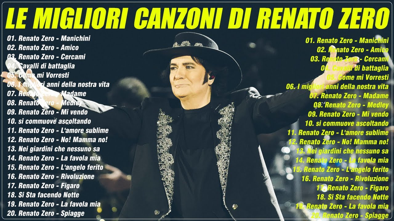 Renato Zero Sanremo 2026 - Le pi&ugrave; belle canzoni di Renato Zero - Renato Zero concerto completo