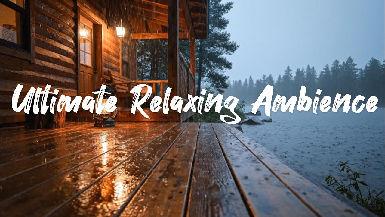 Rainy Night at a Cozy Lakeside Cabin 🌧️🔥 Ultimate Relaxing Ambience