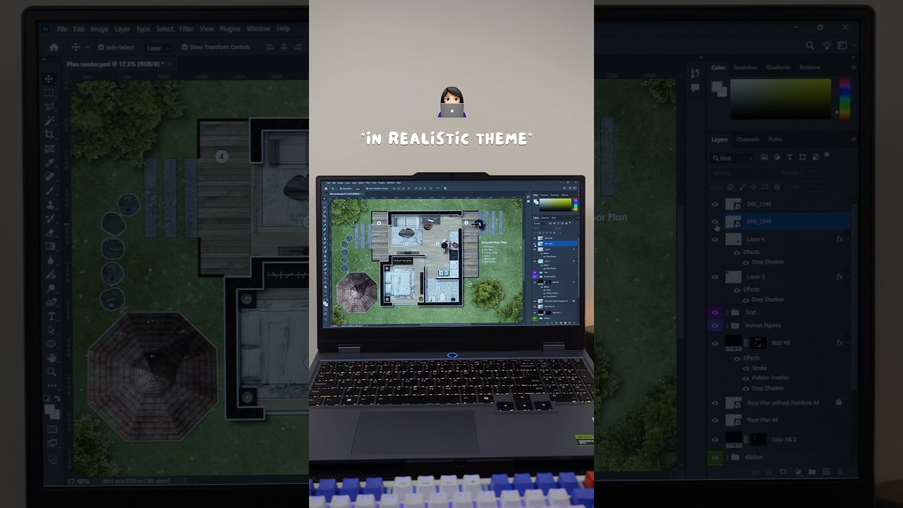 How to render architectural floor plan in realistic theme #architecture #architectureportfolio